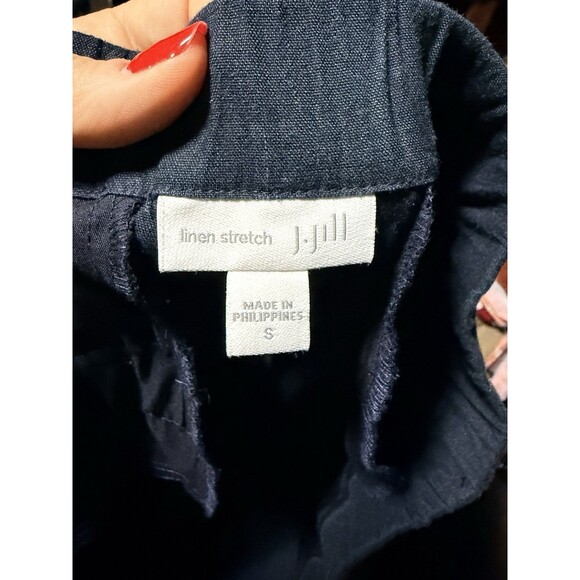J Jill Linen Stretch Pull On Navy Women’s Pants Size Small Elastic Waist Pockets - Picture 5 of 9
